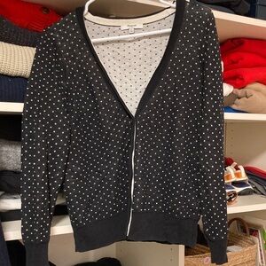 Madewell Black and Cream Dotted Knit Top